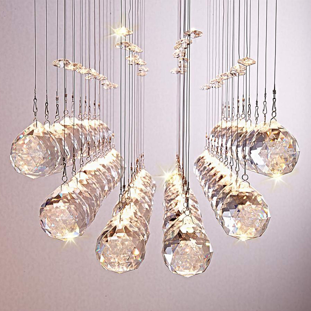 Lustre Rectangulaire Cristal Argenté 3 Lumières