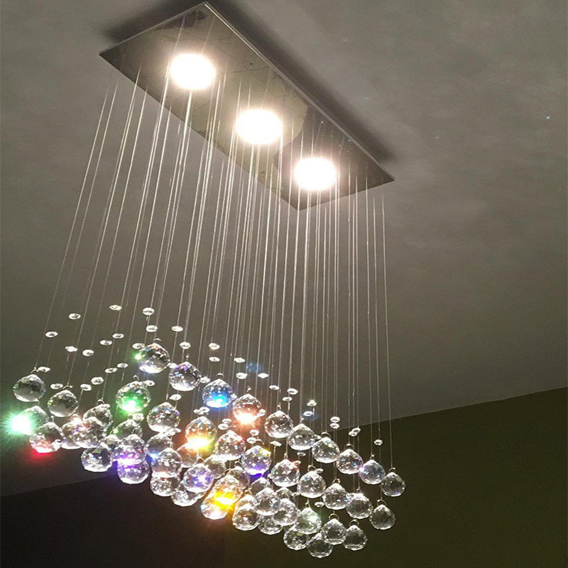Lustre Rectangulaire Cristal Argenté 3 Lumières