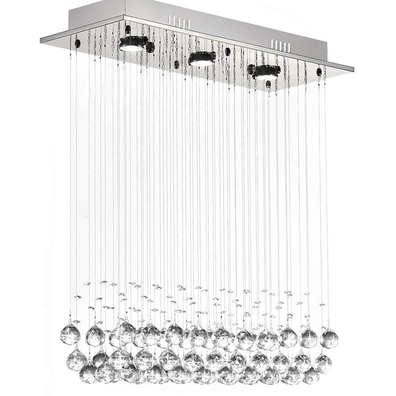 Lustre Rectangulaire Cristal Argenté 3 Lumières