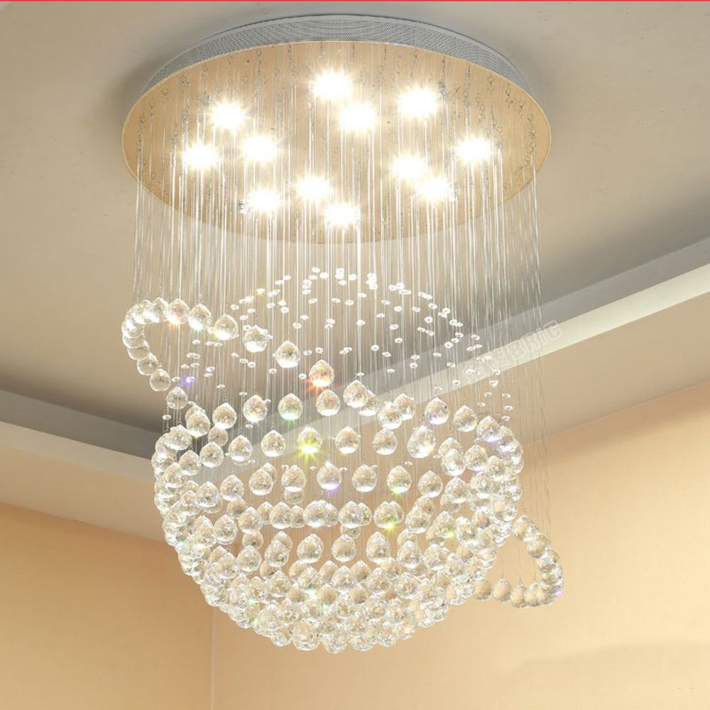 Lustre Sphère Cristal Argenté Salon