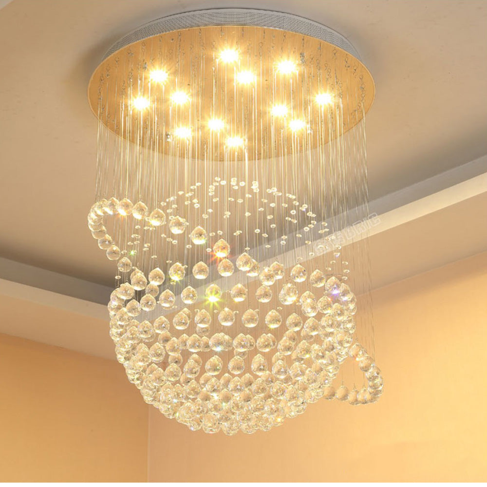 Lustre Sphère Cristal Argenté Salon