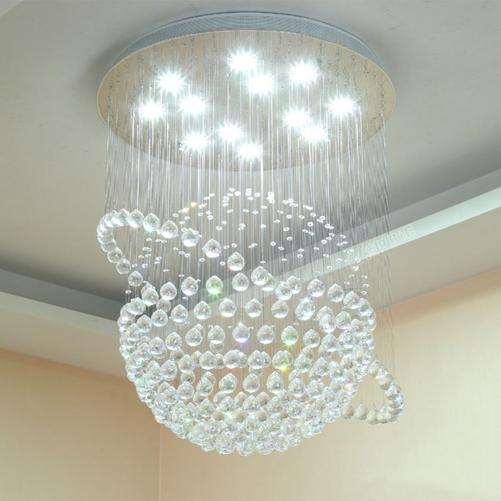 Lustre Sphère Cristal Argenté Salon
