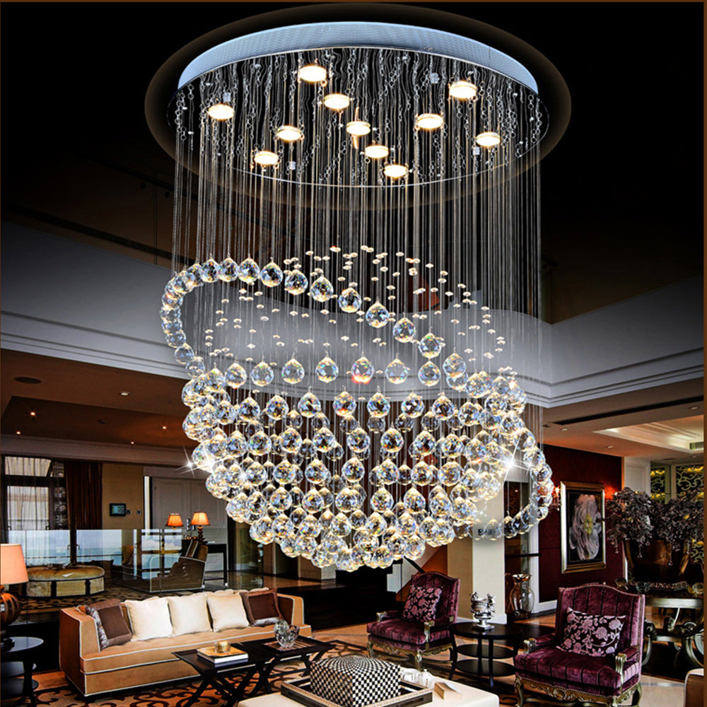 Lustre Sphère Cristal Argenté Salon