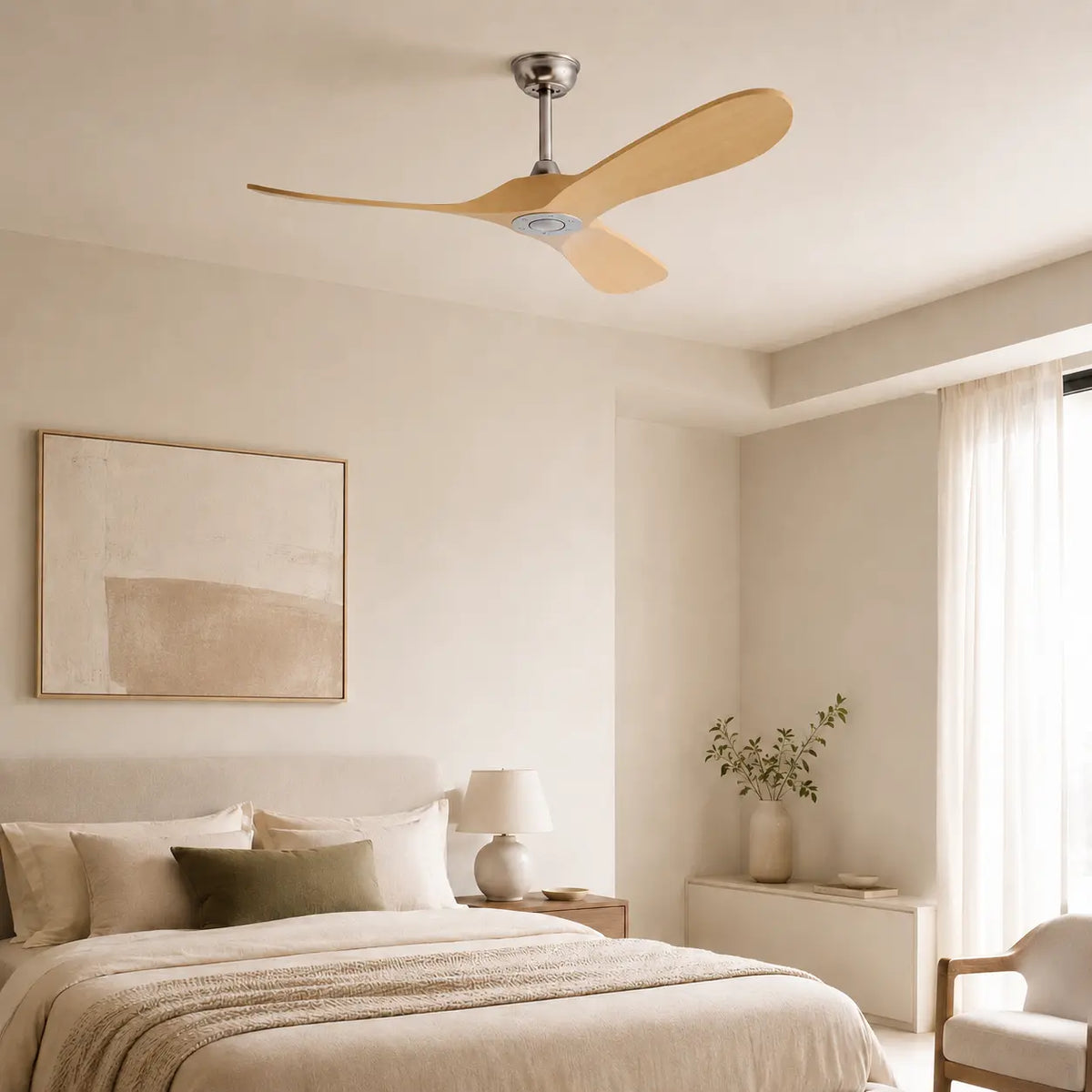 Ventilateur de Plafond Silencieux Bois Clair Vintage