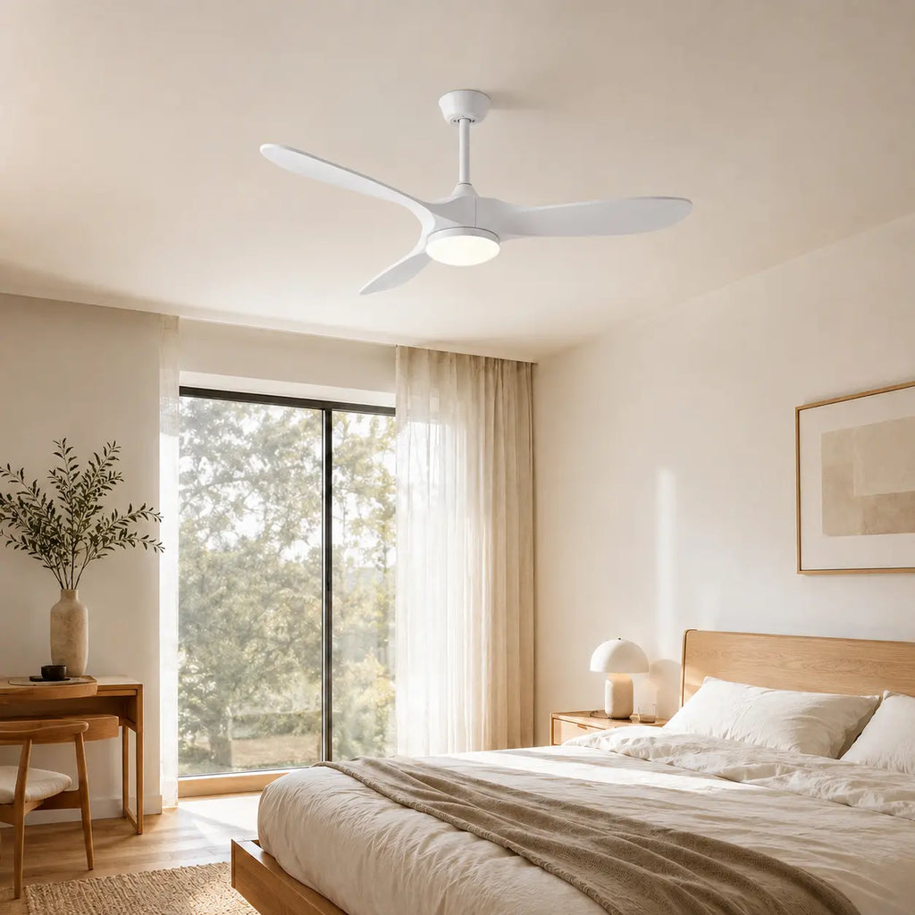 Ventilateur de Plafond Silencieux Bois Blanc LED