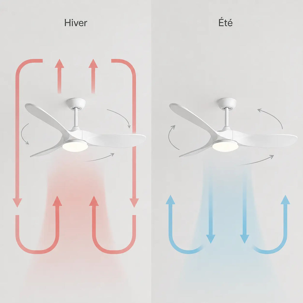 Ventilateur de Plafond Silencieux Bois Blanc LED