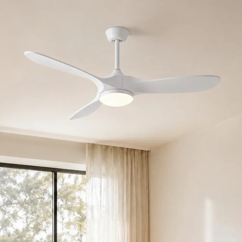 Ventilateur de Plafond Silencieux Bois Blanc LED