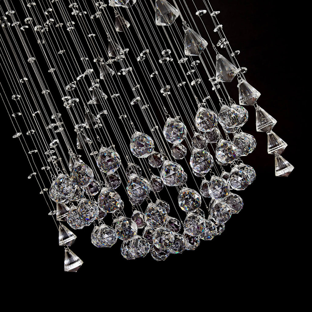 Lustre Spirale Cristal Argenté Sphère