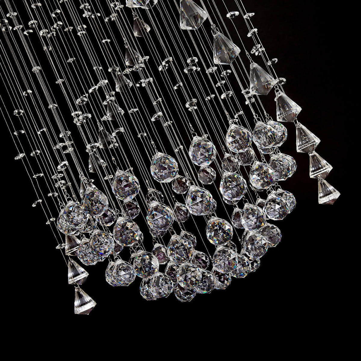 Lustre Spirale Cristal Argenté Sphère