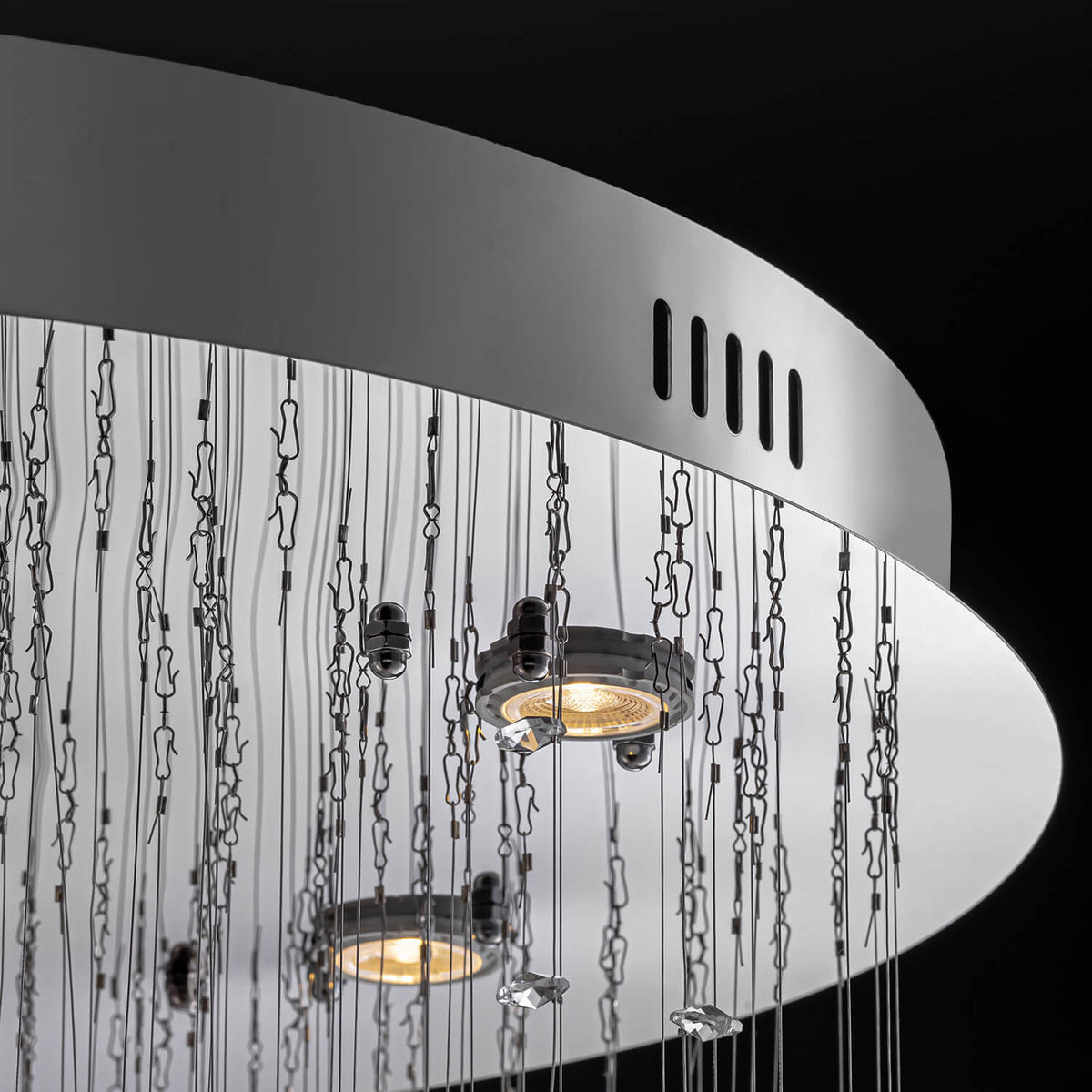 Lustre Spirale Cristal Argenté Sphère