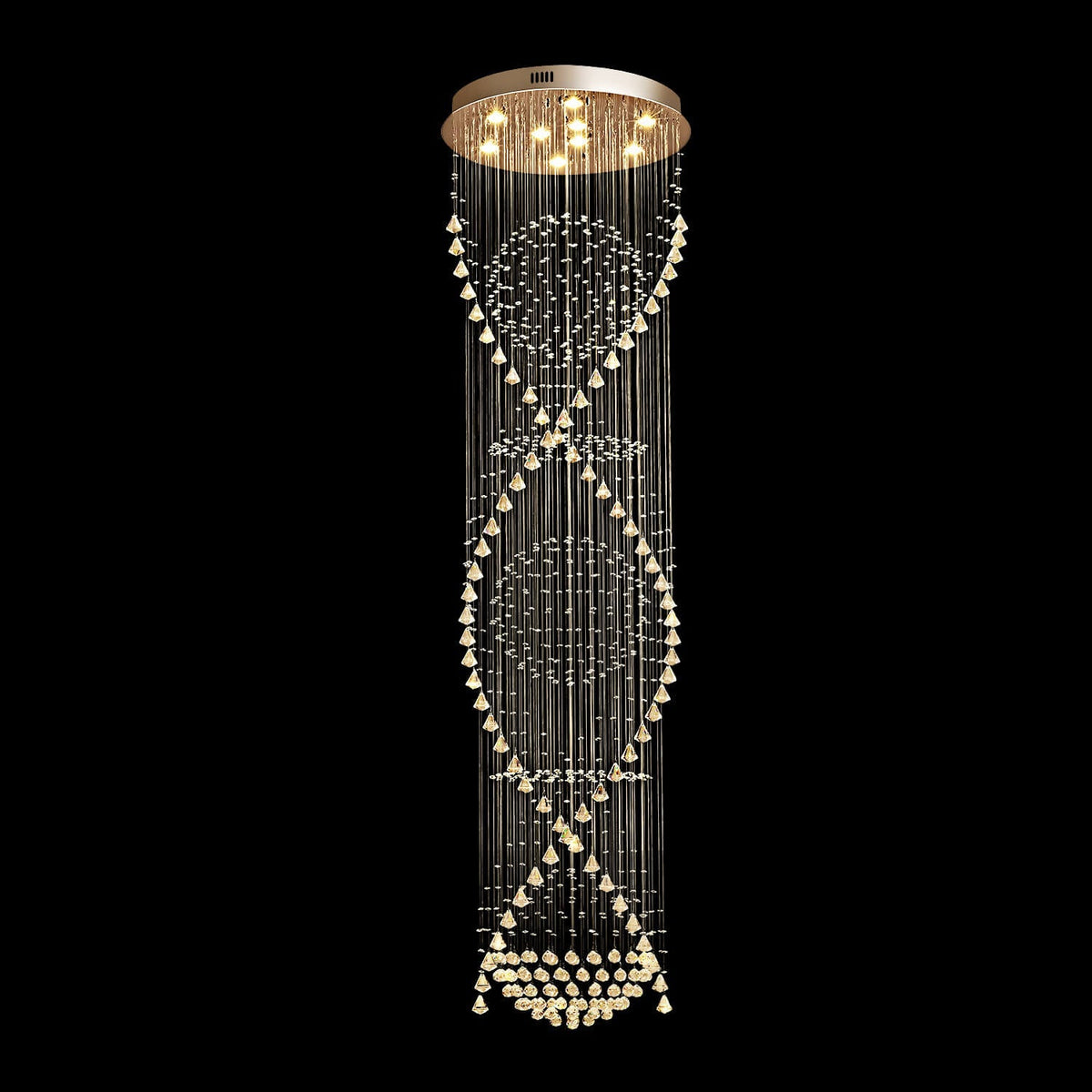 Lustre Spirale Cristal Argenté Sphère