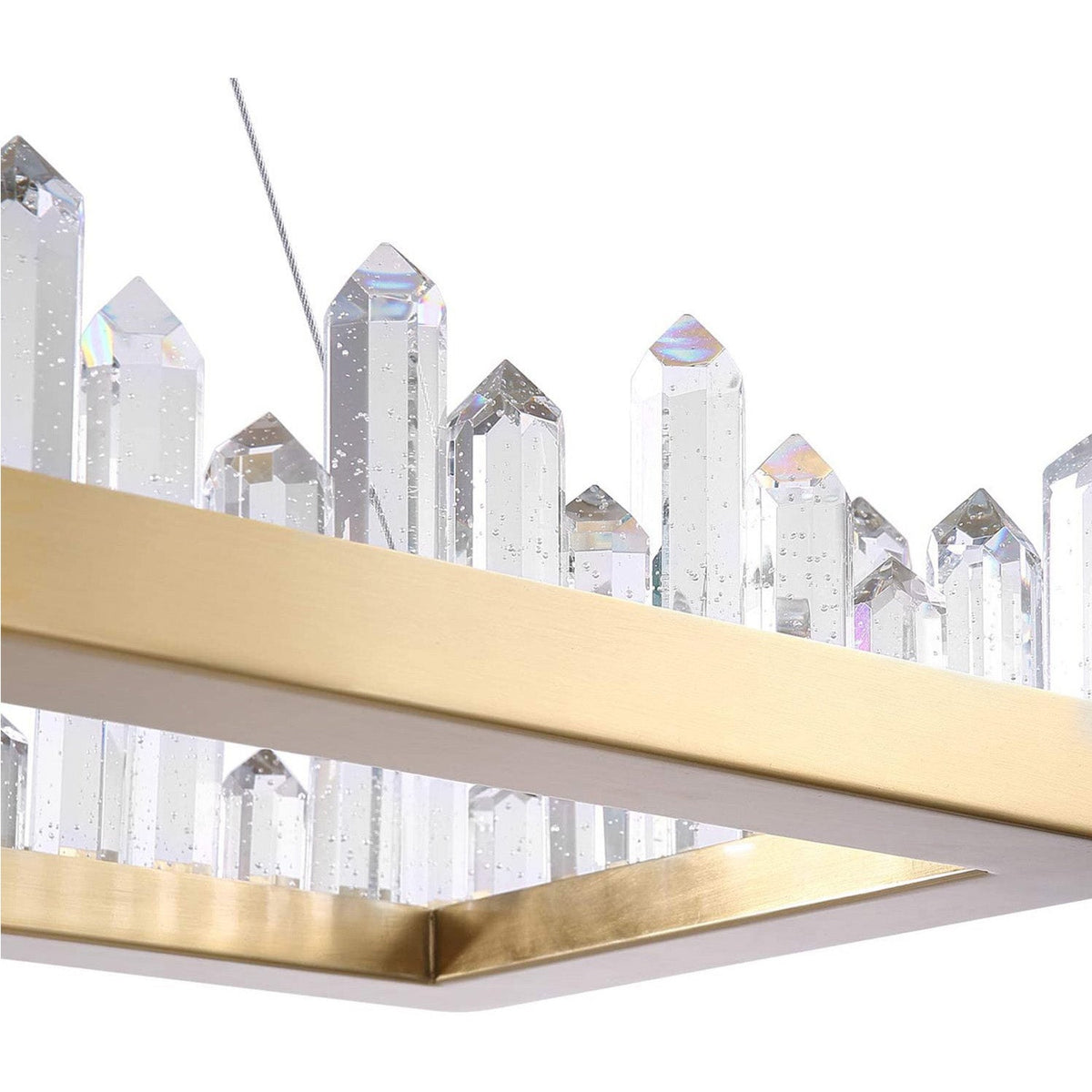 Lustre Rectangulaire Cristal Doré