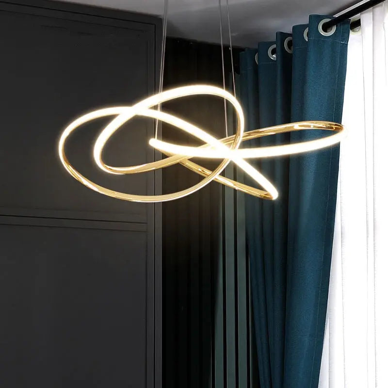 Lustre Salon Art Déco Moderne Doré