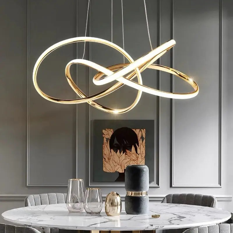 Lustre Salon Art Déco Moderne Doré