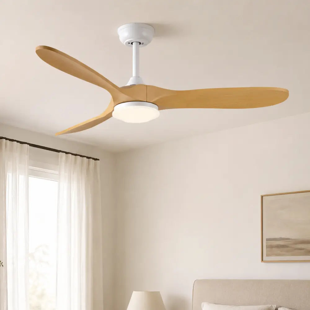 Ventilateur de Plafond Silencieux Bois Naturel Vintage LED