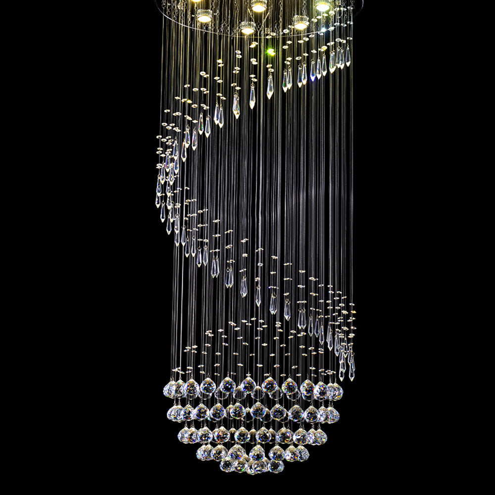 Lustre Spirale en Cristal K9 pour Escalier