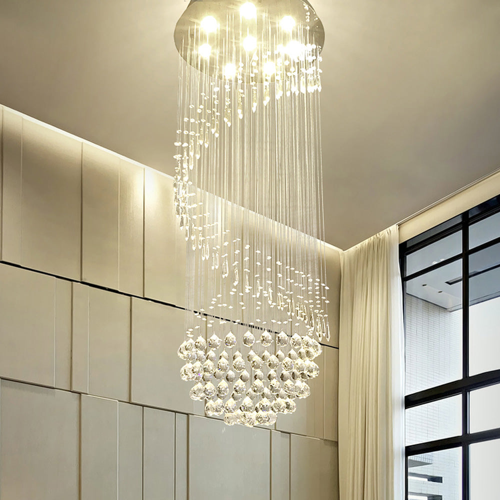 Lustre Spirale en Cristal K9 pour Escalier