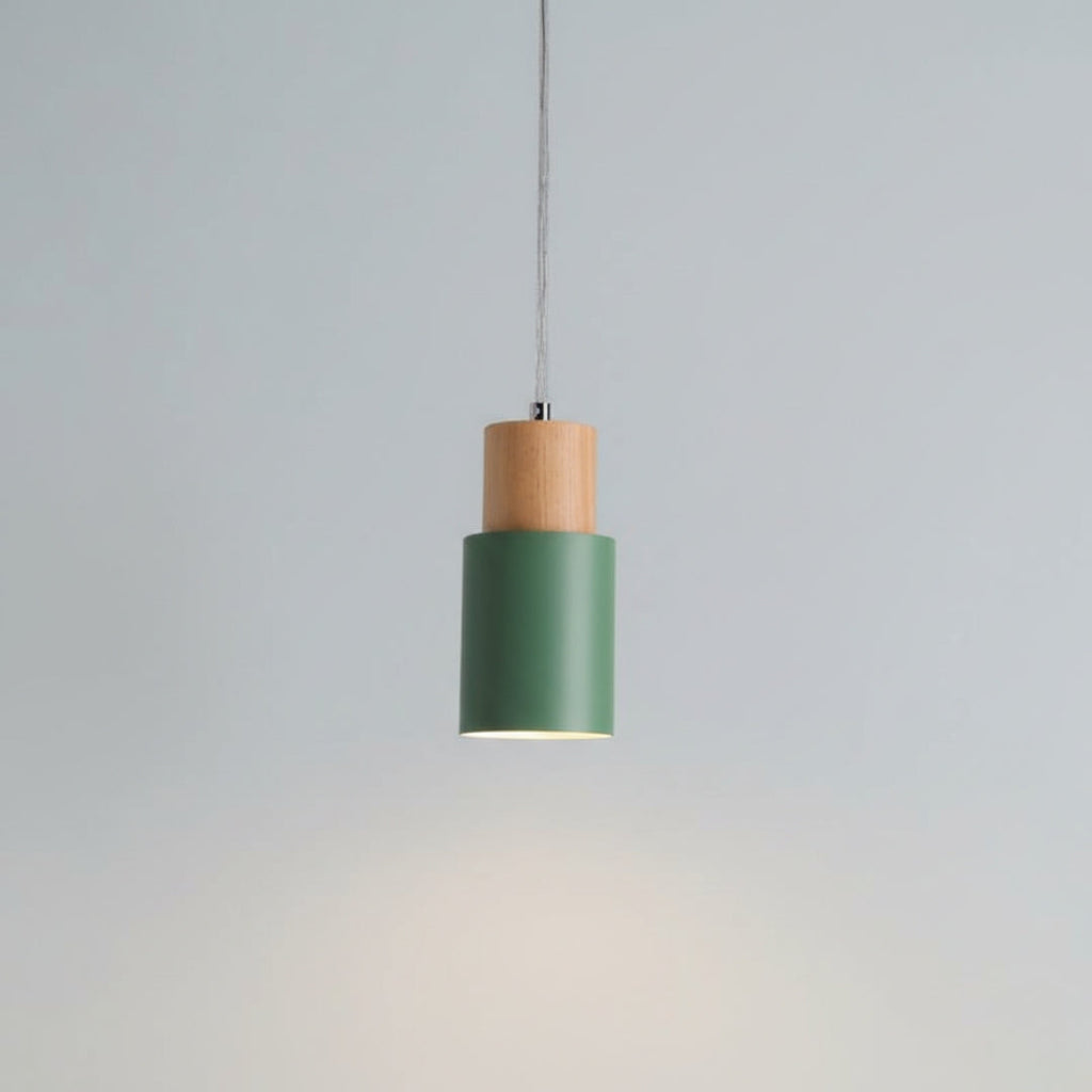 Suspension Cylindrique Bois et Métal Coloré