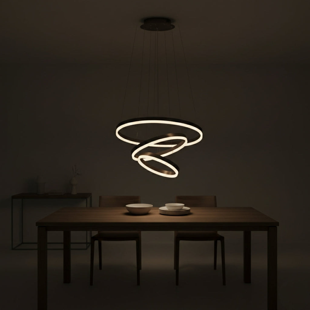 Suspension LED Moderne à Anneaux Circulaires