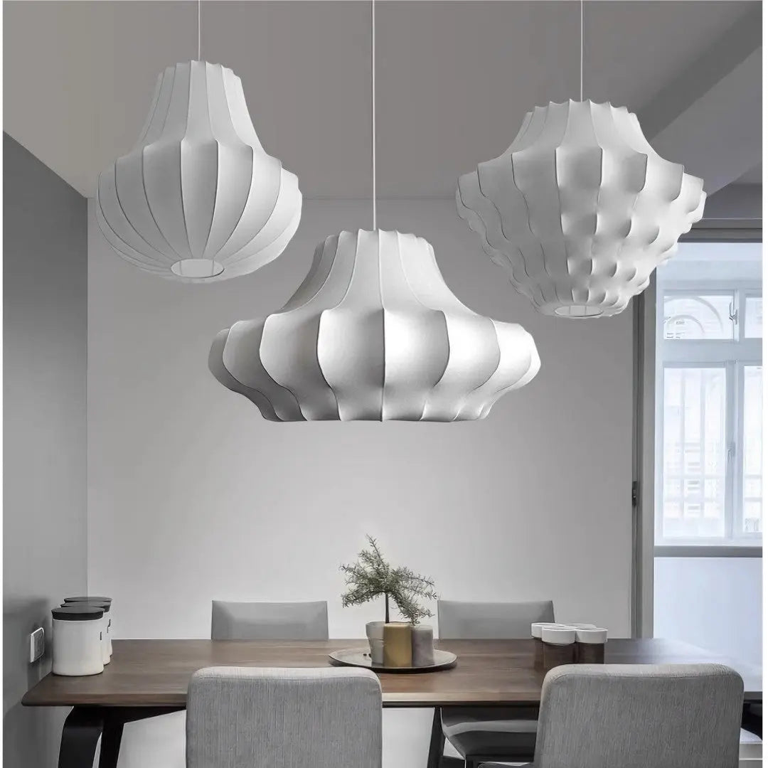 Lustre Suspension Wabi Sabi en Soie Blanche