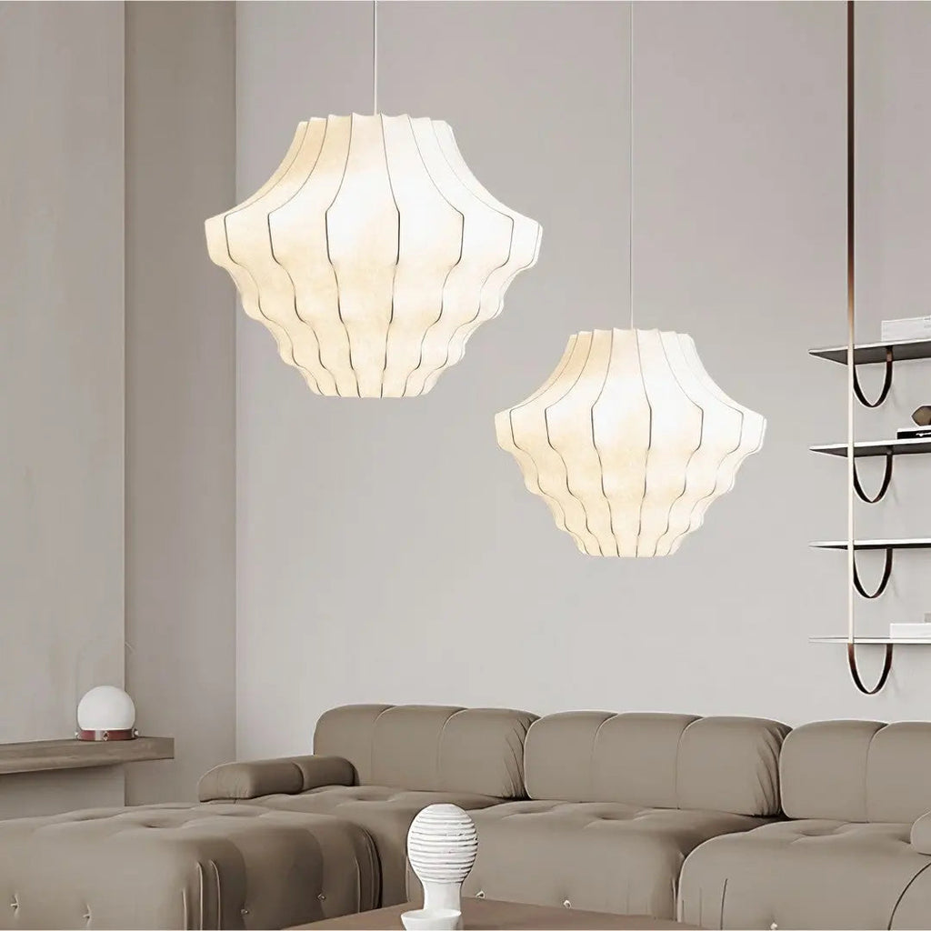Lustre Suspension Wabi Sabi en Soie Blanche