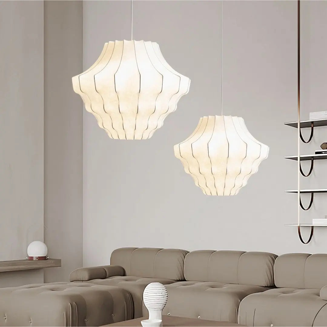 Lustre Suspension Wabi Sabi en Soie Blanche