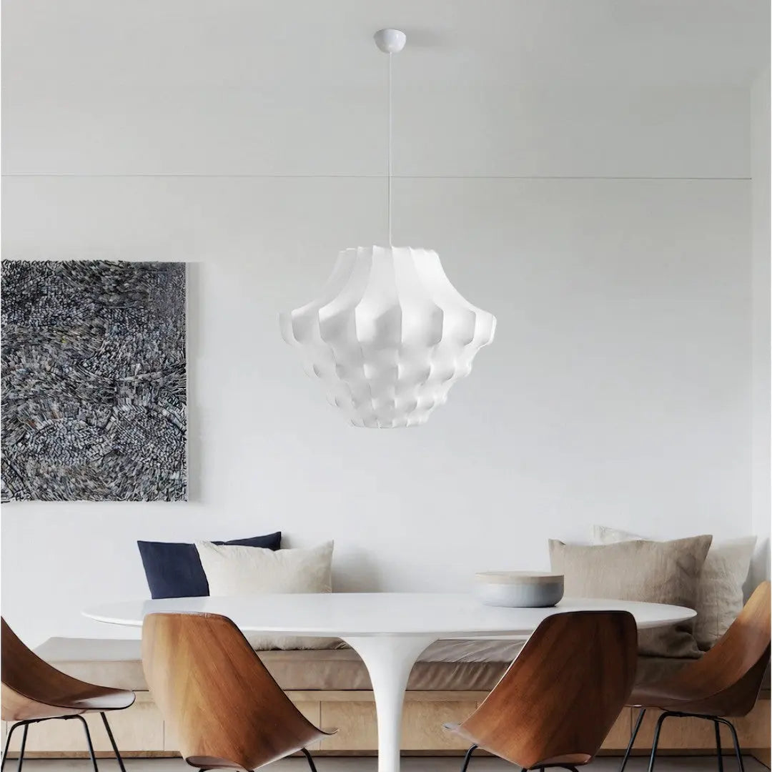 Lustre Suspension Wabi Sabi en Soie Blanche