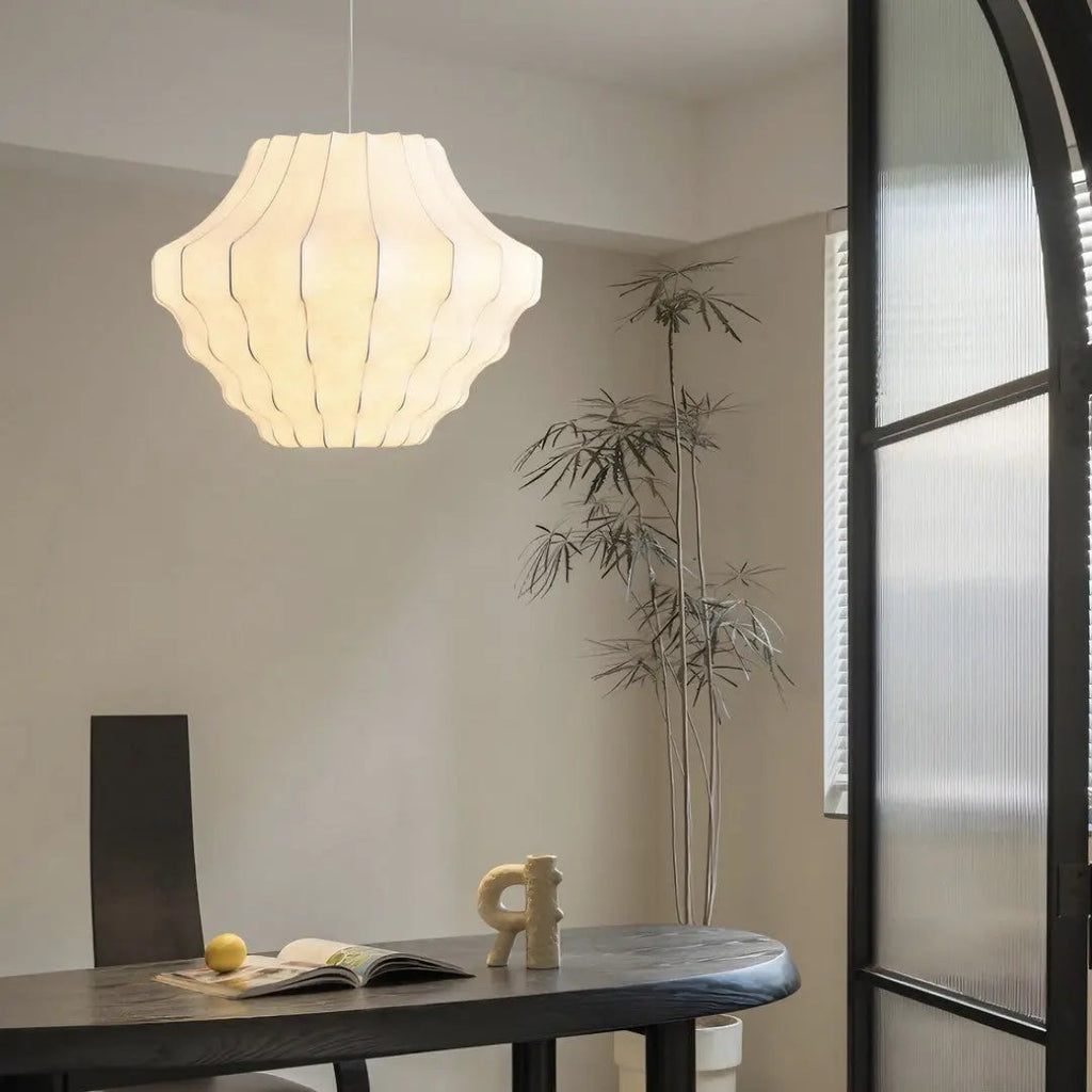 Lustre Suspension Wabi Sabi en Soie Blanche