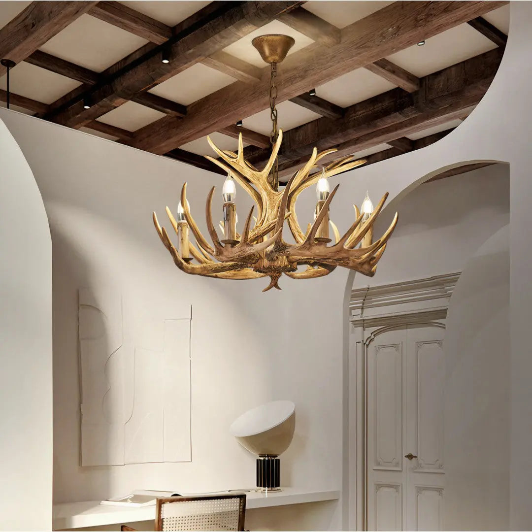 Lustre Bois de Cerf en Résine et Métal