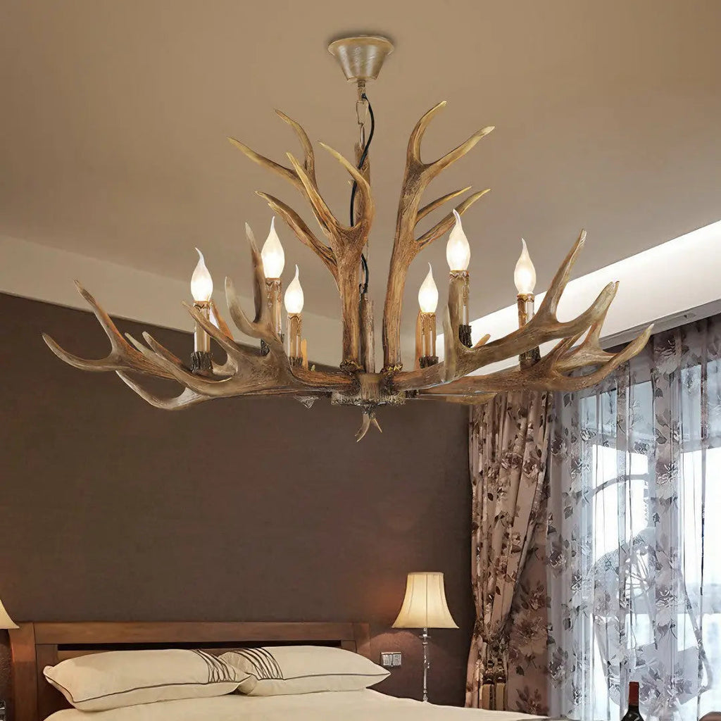 Lustre Bois de Cerf en Résine et Métal