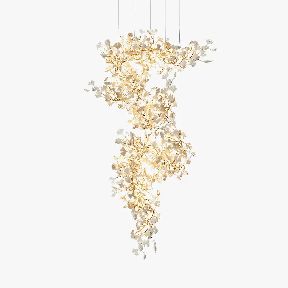 Lustre Floral Doré en Céramique