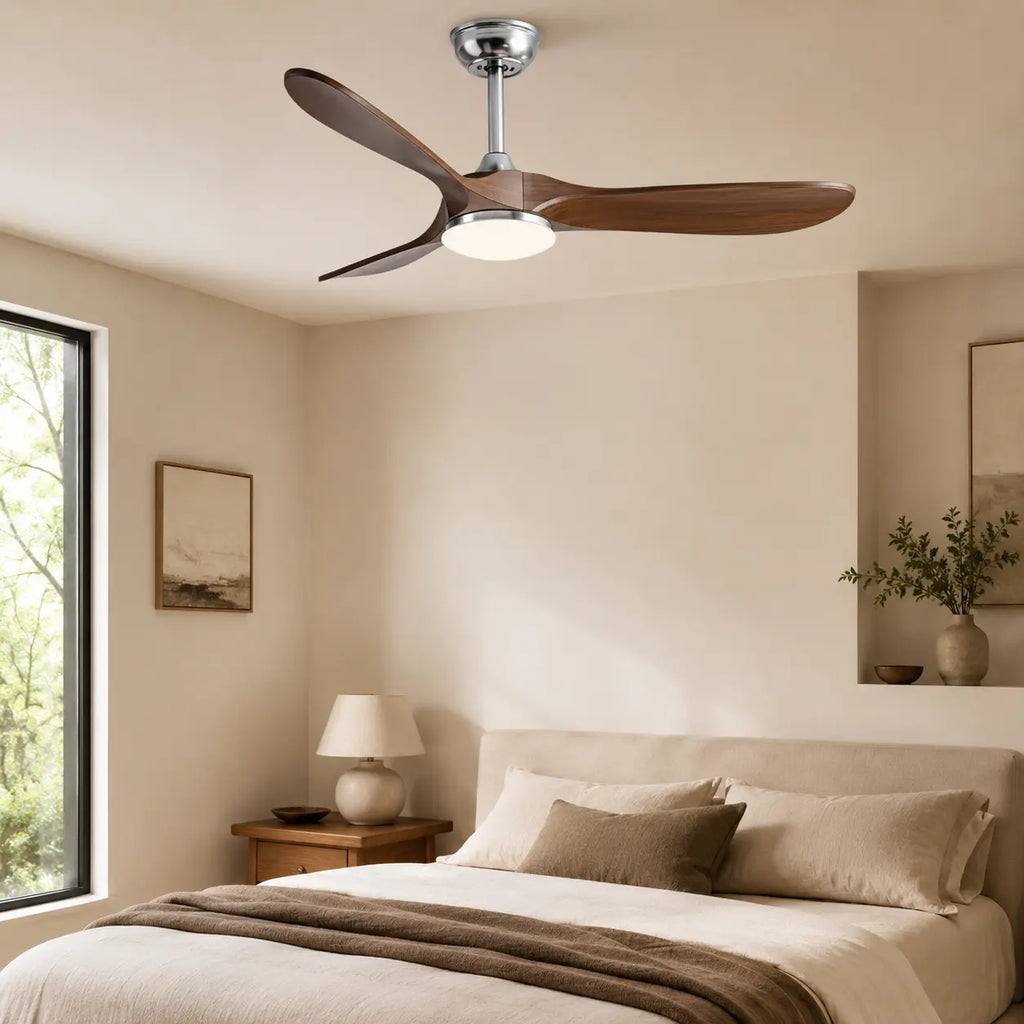 Ventilateur de Plafond Silencieux Bois Foncé LED