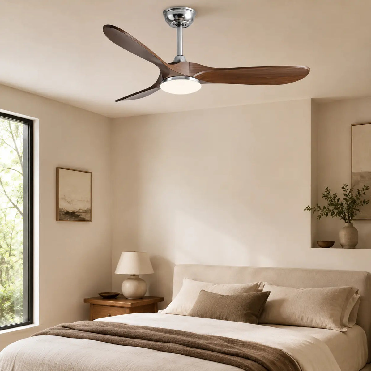 Ventilateur de Plafond Silencieux Bois Foncé LED