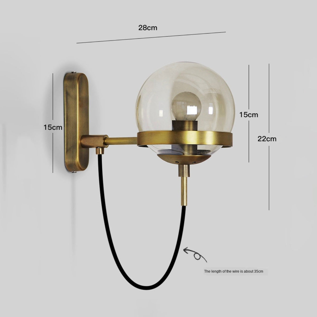 Applique Murale LED Métal avec Boule en Verre Design