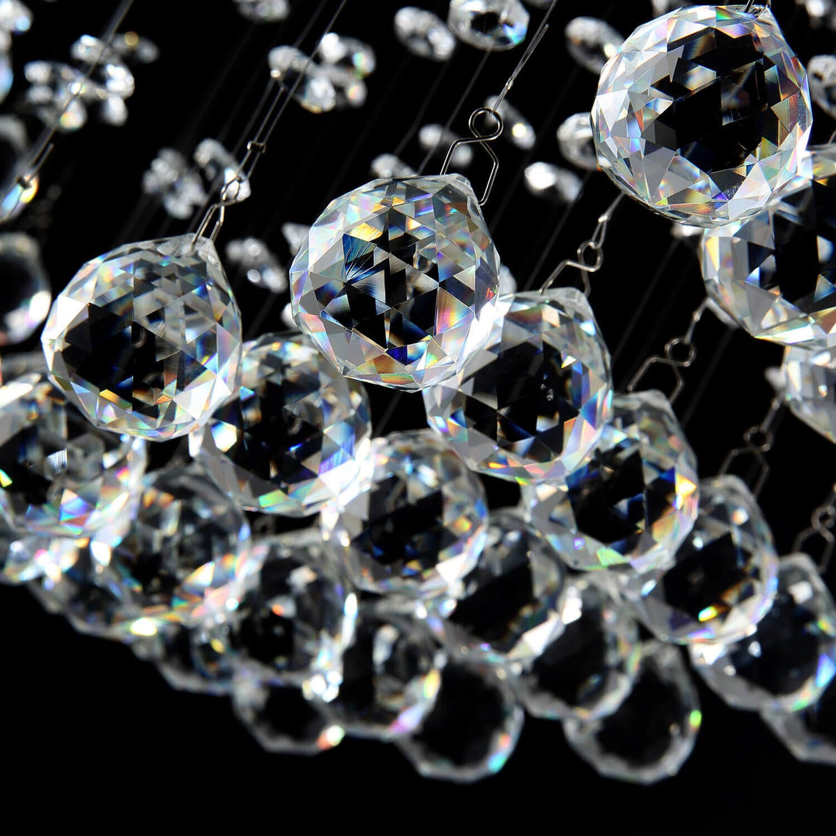 Lustre Spirale Cristal Argenté Entrée