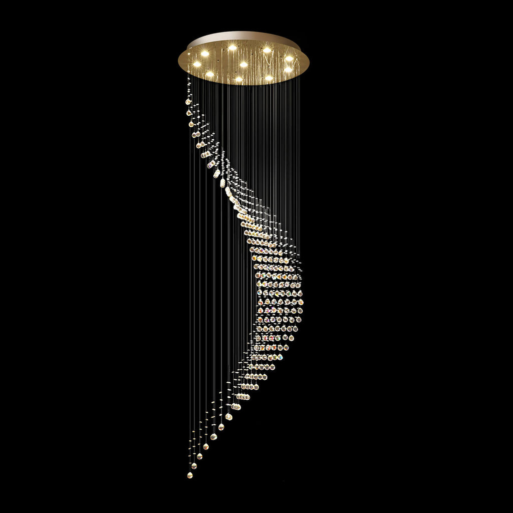 Lustre Spirale Cristal Argenté Entrée