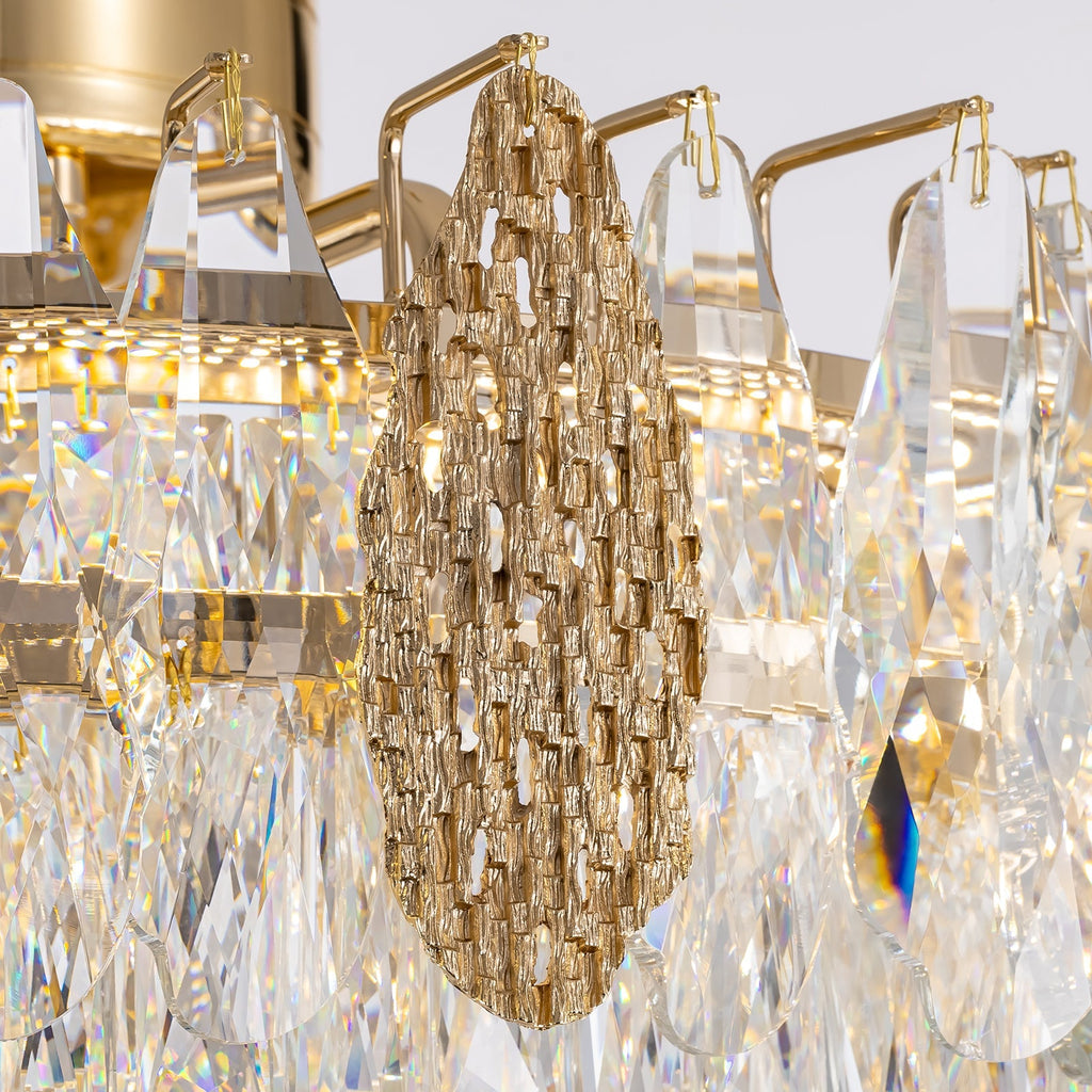 Lustre Rond Cristal Doré