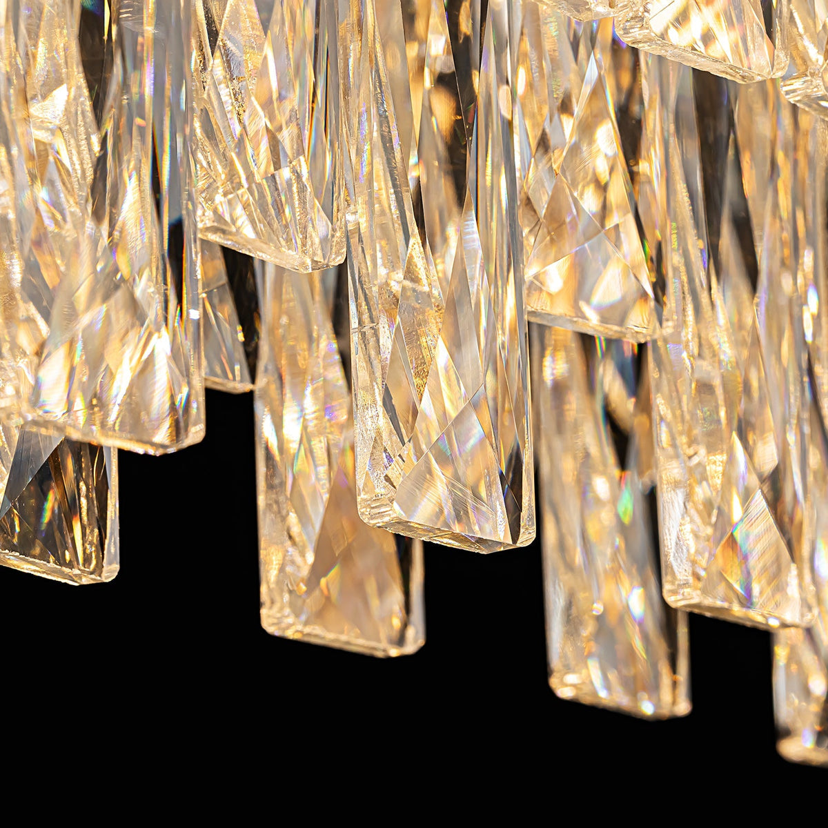 Lustre Linéaire Cristal Doré Îlot Cuisine