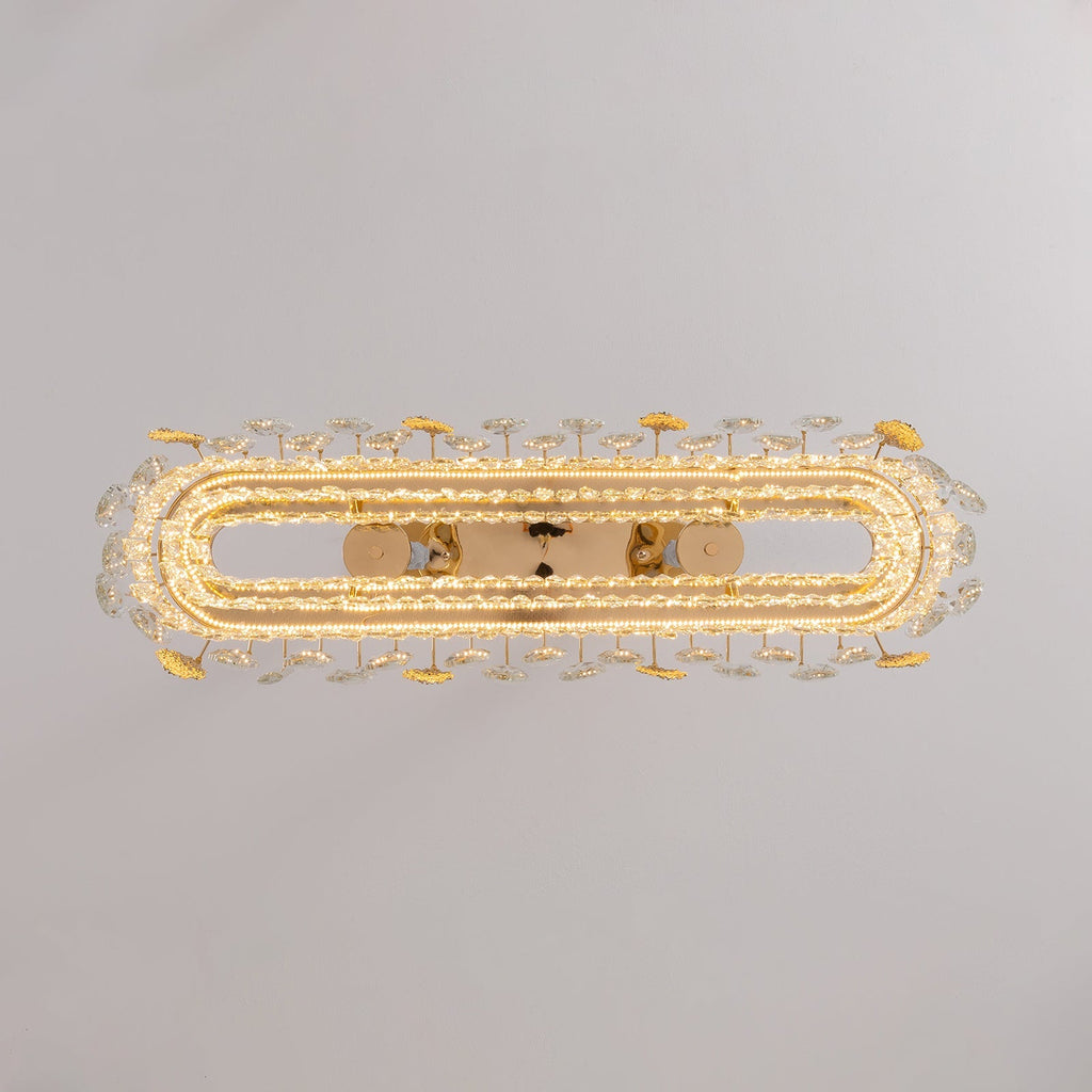 Lustre Linéaire Cristal Doré Îlot Cuisine