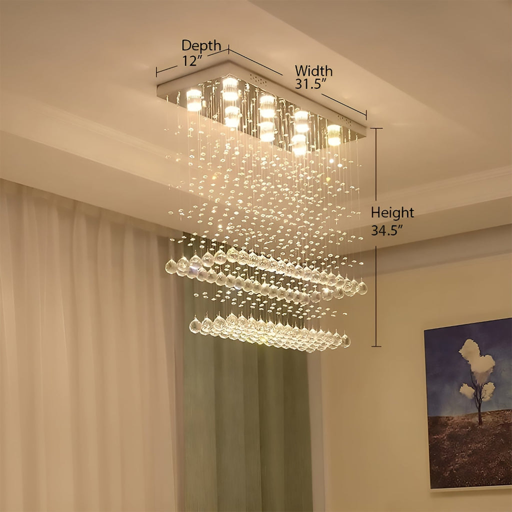 Lustre Rectangulaire Cristal Salle à Manger II