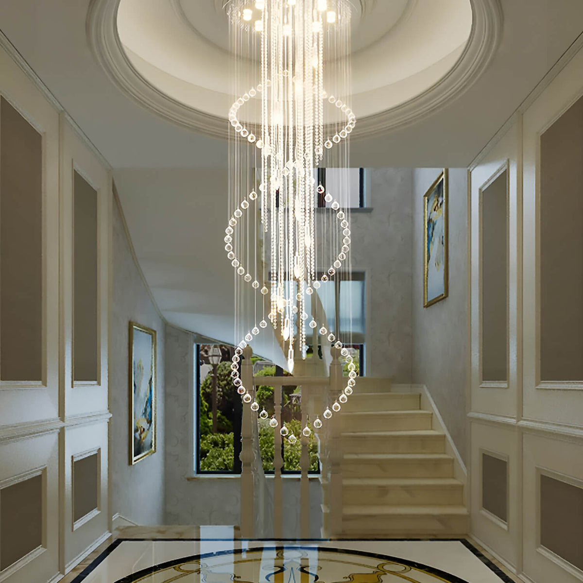 Lustre Double Spirale Haut Plafond