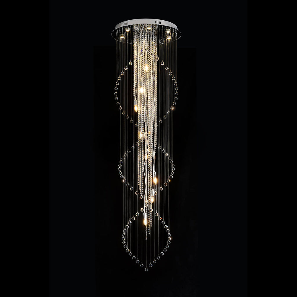 Lustre Spirale Cristal Argenté Gouttes