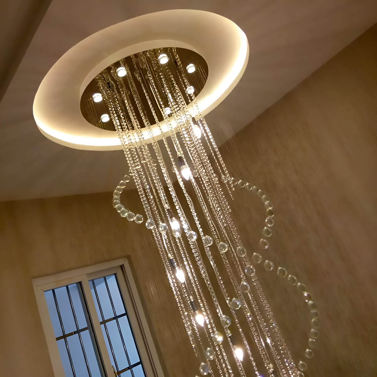 Lustre Double Spirale Haut Plafond