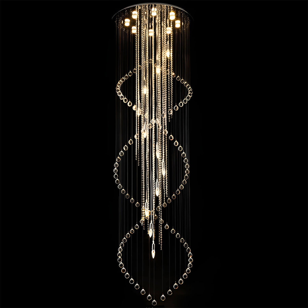 Lustre Spirale Cristal Argenté Gouttes