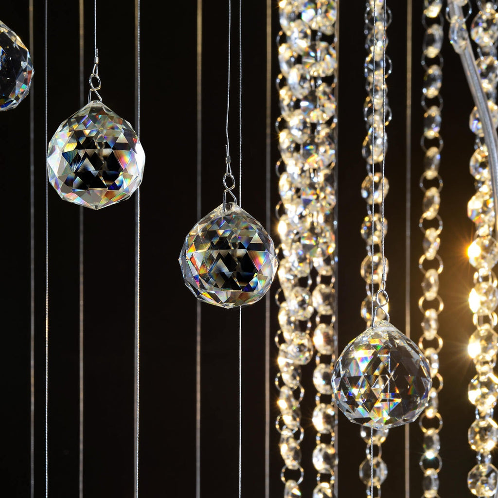 Lustre Spirale Cristal Argenté Gouttes