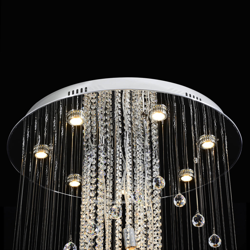 Lustre Spirale Cristal Argenté Gouttes