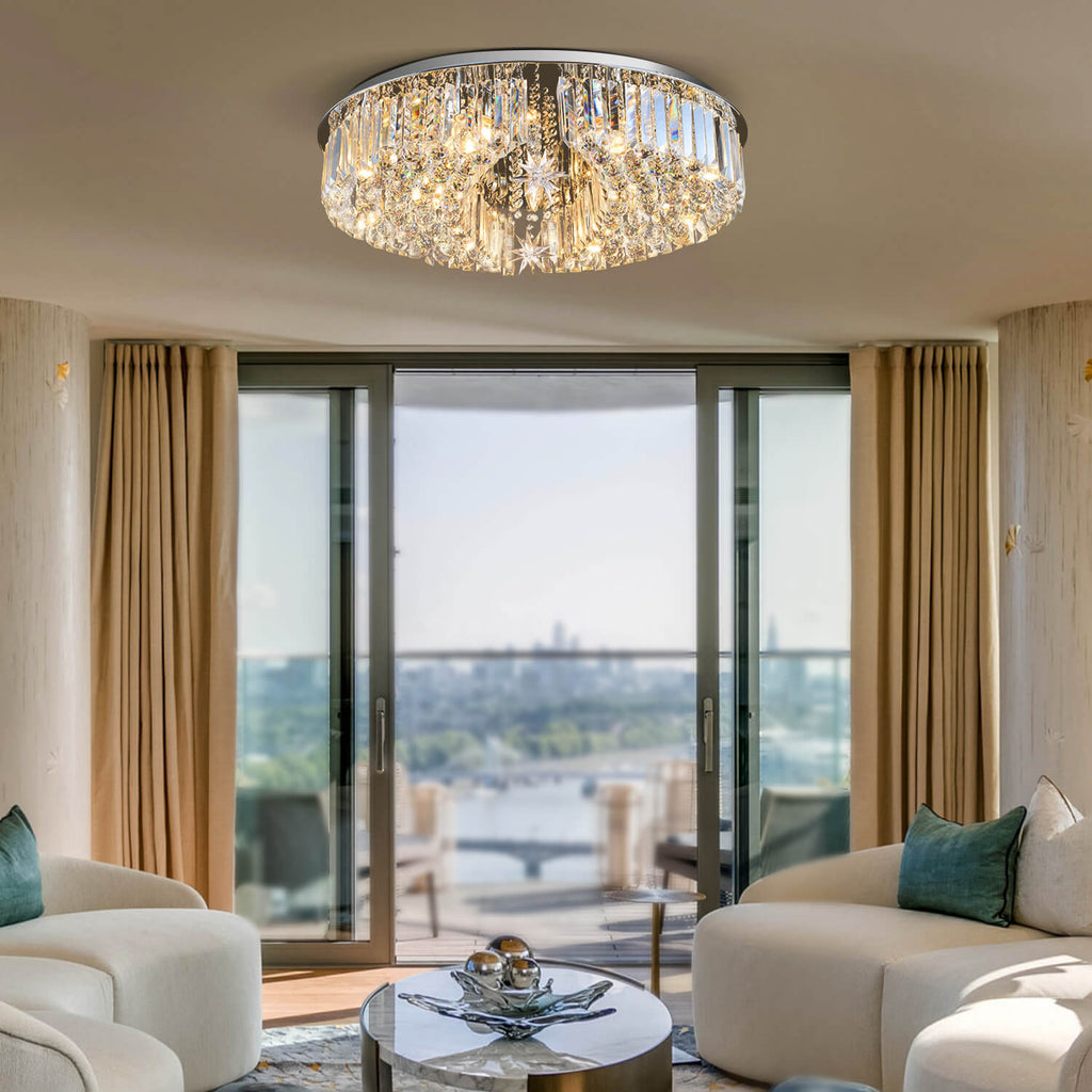 Lustre Rond Cristal Salon Lune