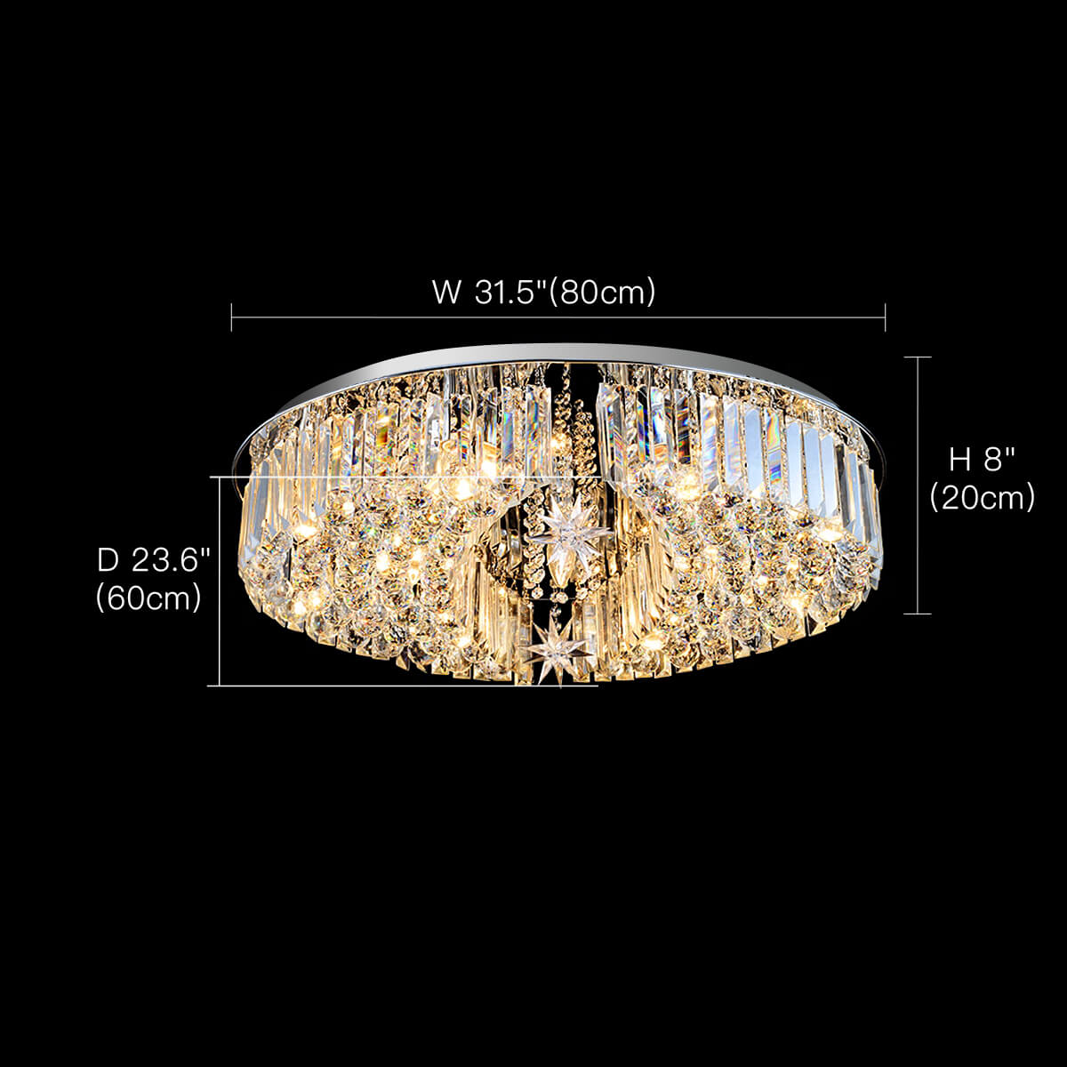 Lustre Rond Cristal Salon Lune