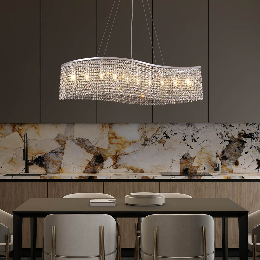 Lustre Rectangulaire Cristal Salle à Manger Vague