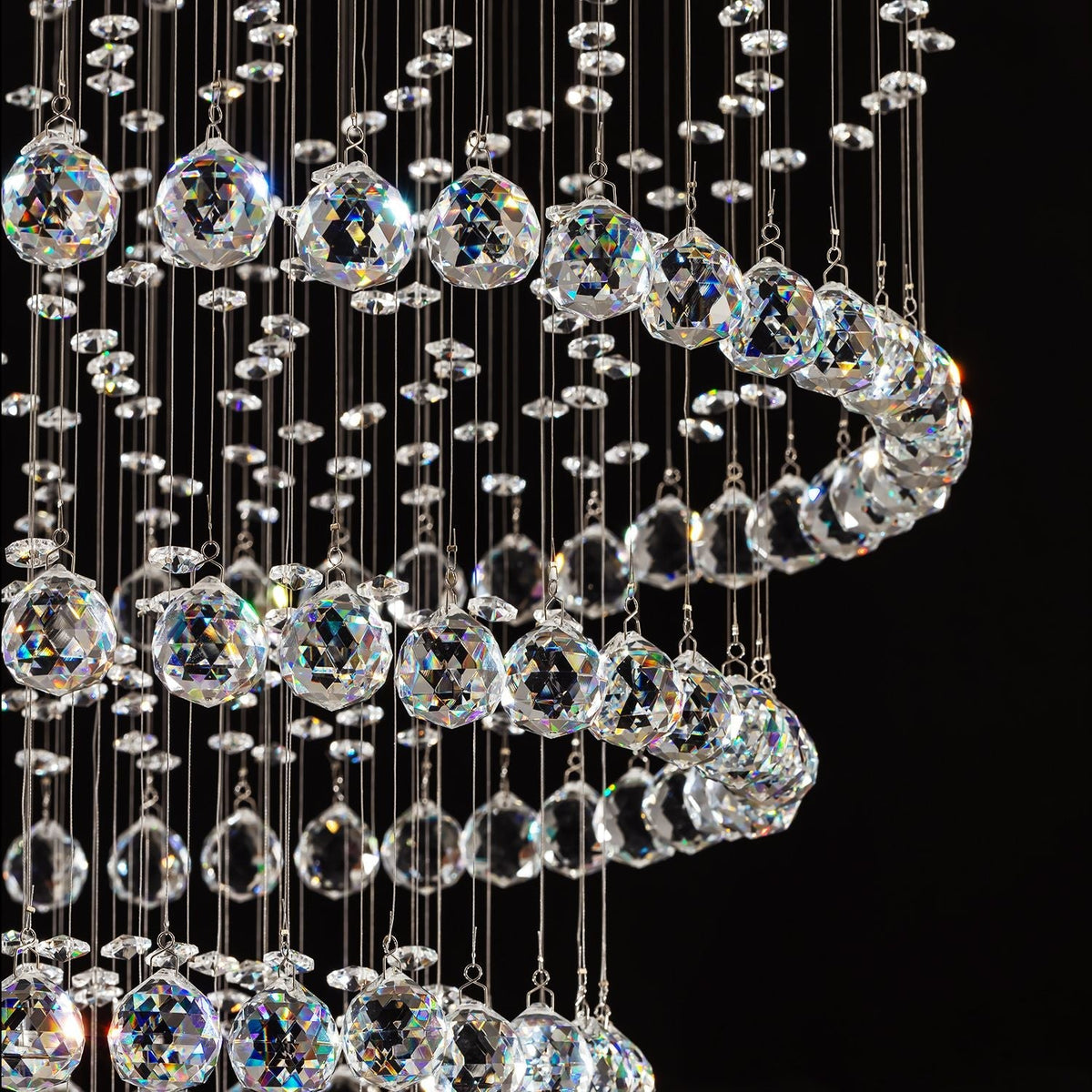 Lustre Spirale Cristal Salon Argenté